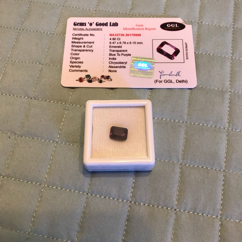 Natural Alexandrite ! Cert#NA22726-20170908